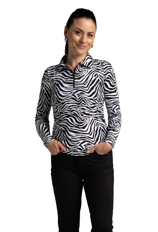 Cecilia Print Adjustable Length Long Sleeve Polo – 48932